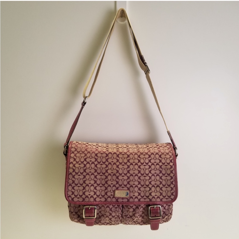 Coach Signature Messenger Bag Purple Crossbody